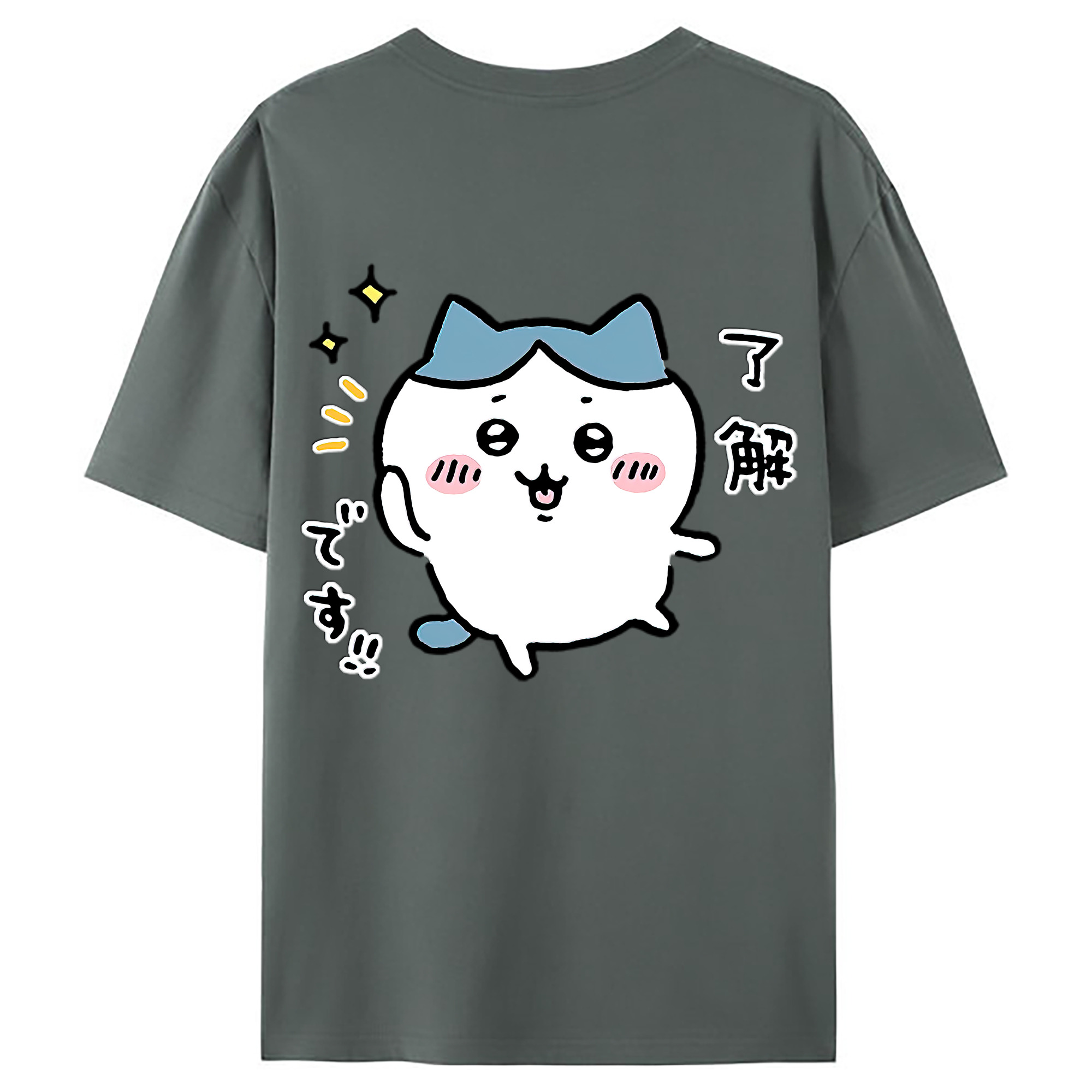 （画像用） ちいかわ ハチワレ Chii-kawa hachiware 綿100％ メンズ半袖Tシャツ（バックプリント） 通気性